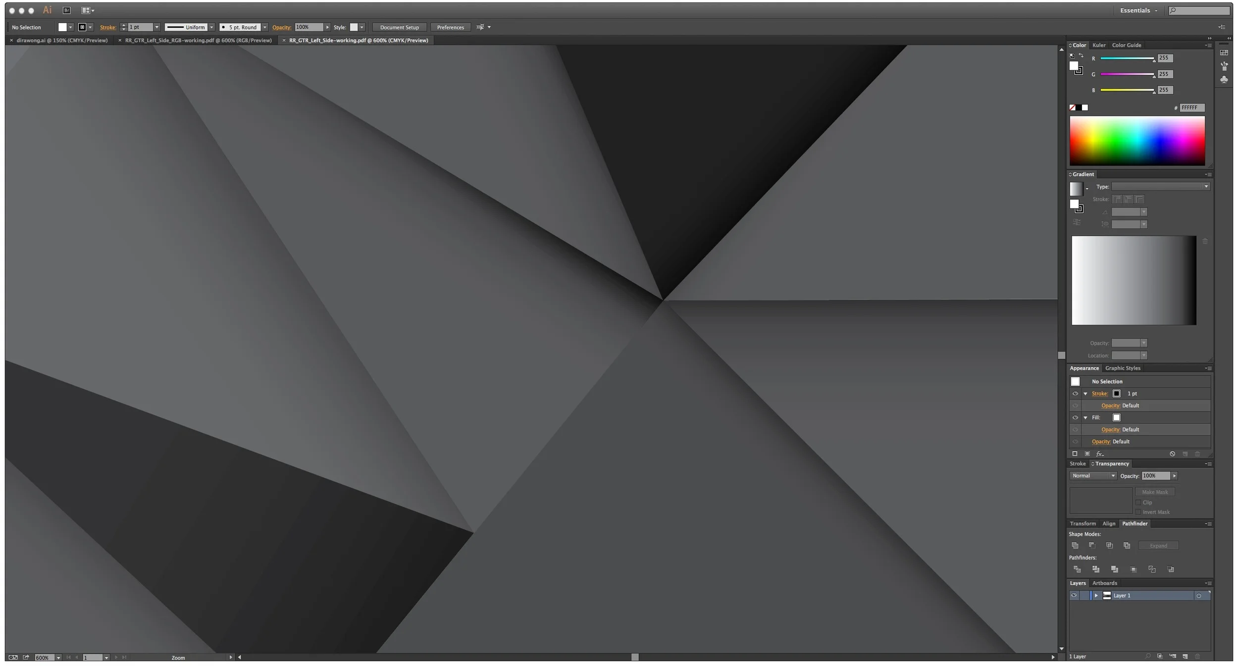 Example of 'banding' in illustrator, really noticeable in the dark triangle in the left corner