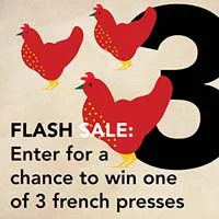 DEC. 22 - 3 FRENCH HENS 24 Hour Flash Giveaway. Enter for a chance to win one of 3 french presses . If you have Facebook go here to enter - https://www.facebook.com/viennacoffeehouse/app/228910107186452/ or our blog . *The giveaway and blog link doesn't open until December 22nd.