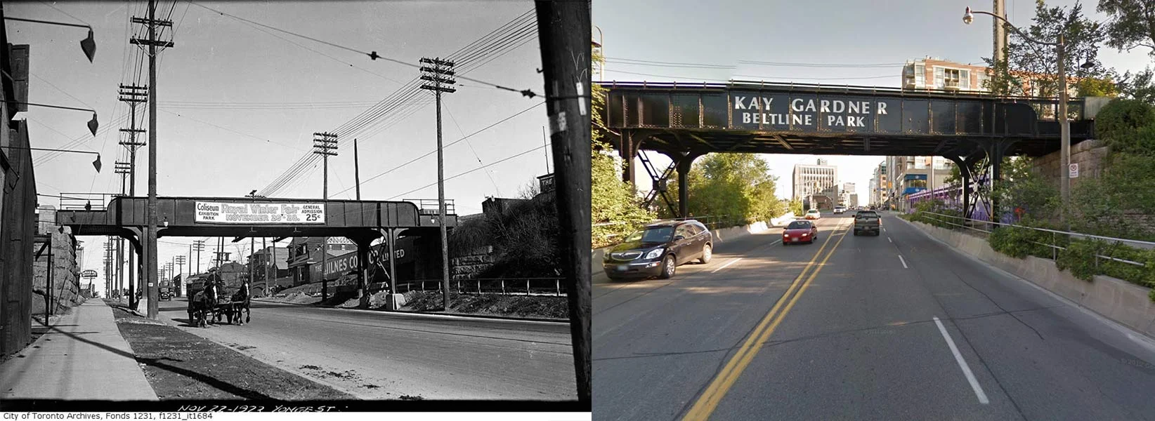 Yonge Street near Merton Street Toronto 1923 vs 2013
