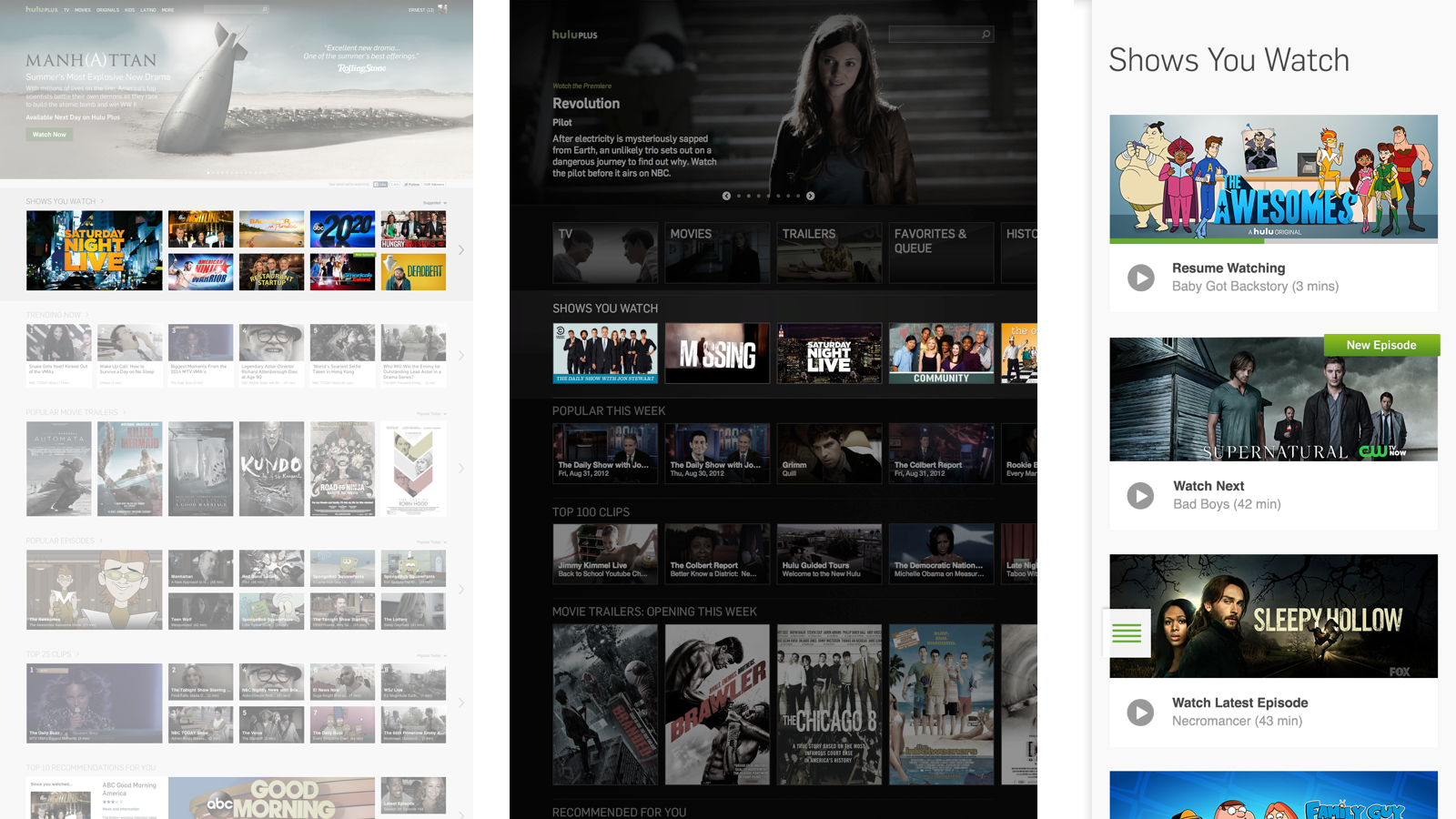 Shows You Watch placement on Web, PS3, and iPhone