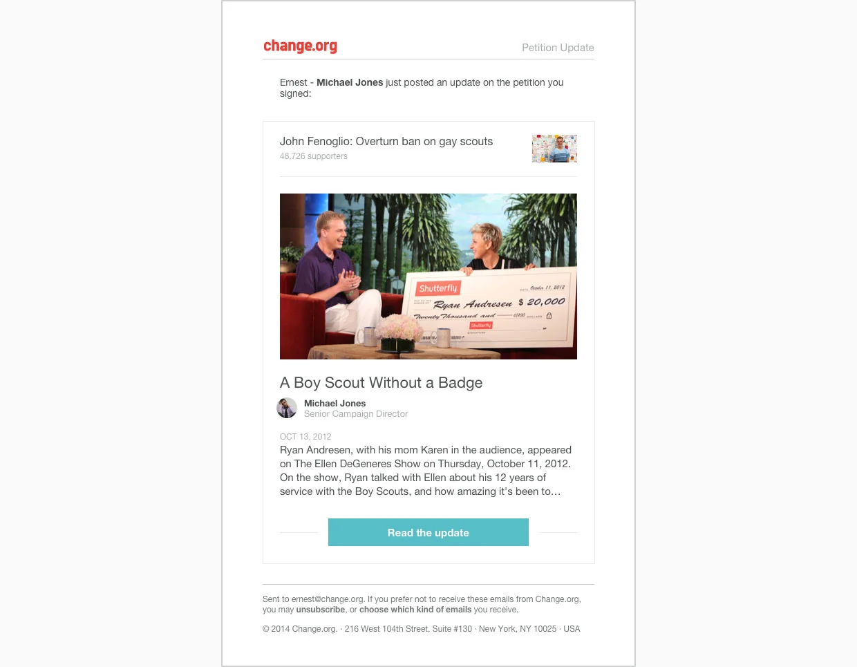 Petition Update Email