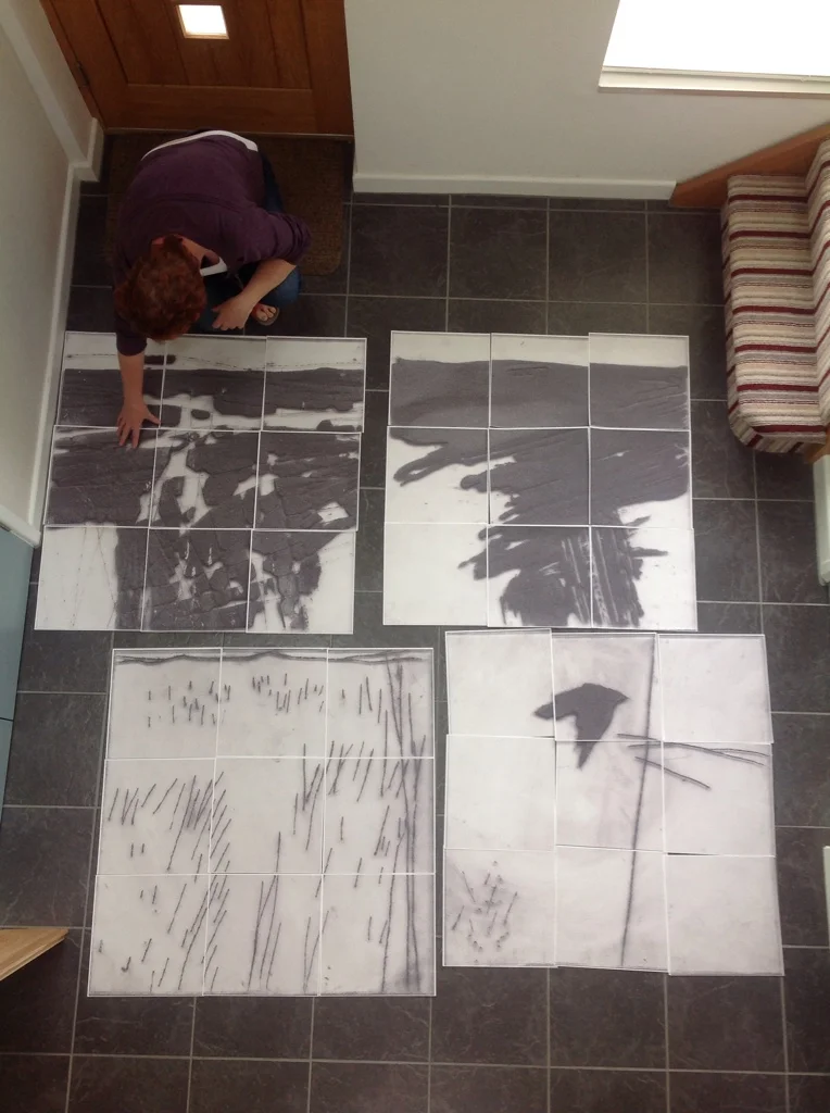 Enlarged drypoint prints - Cold East Cross