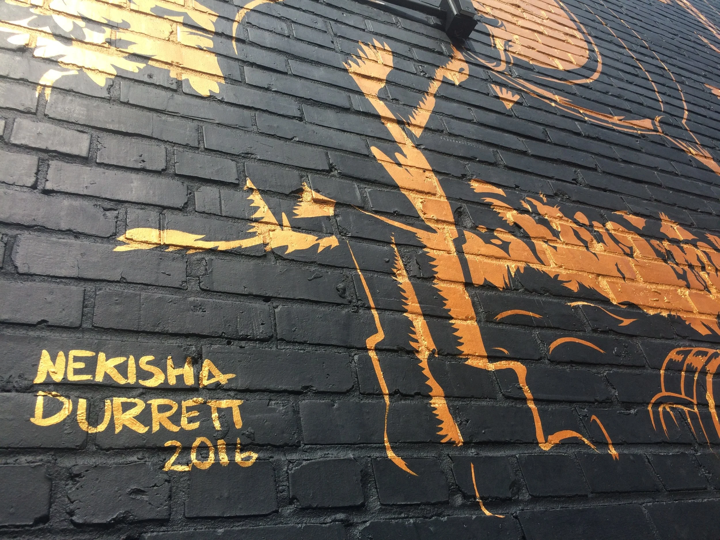    The Twisted Horn (Detail)   Hand painted mural on brick 20' x 30' 2016 