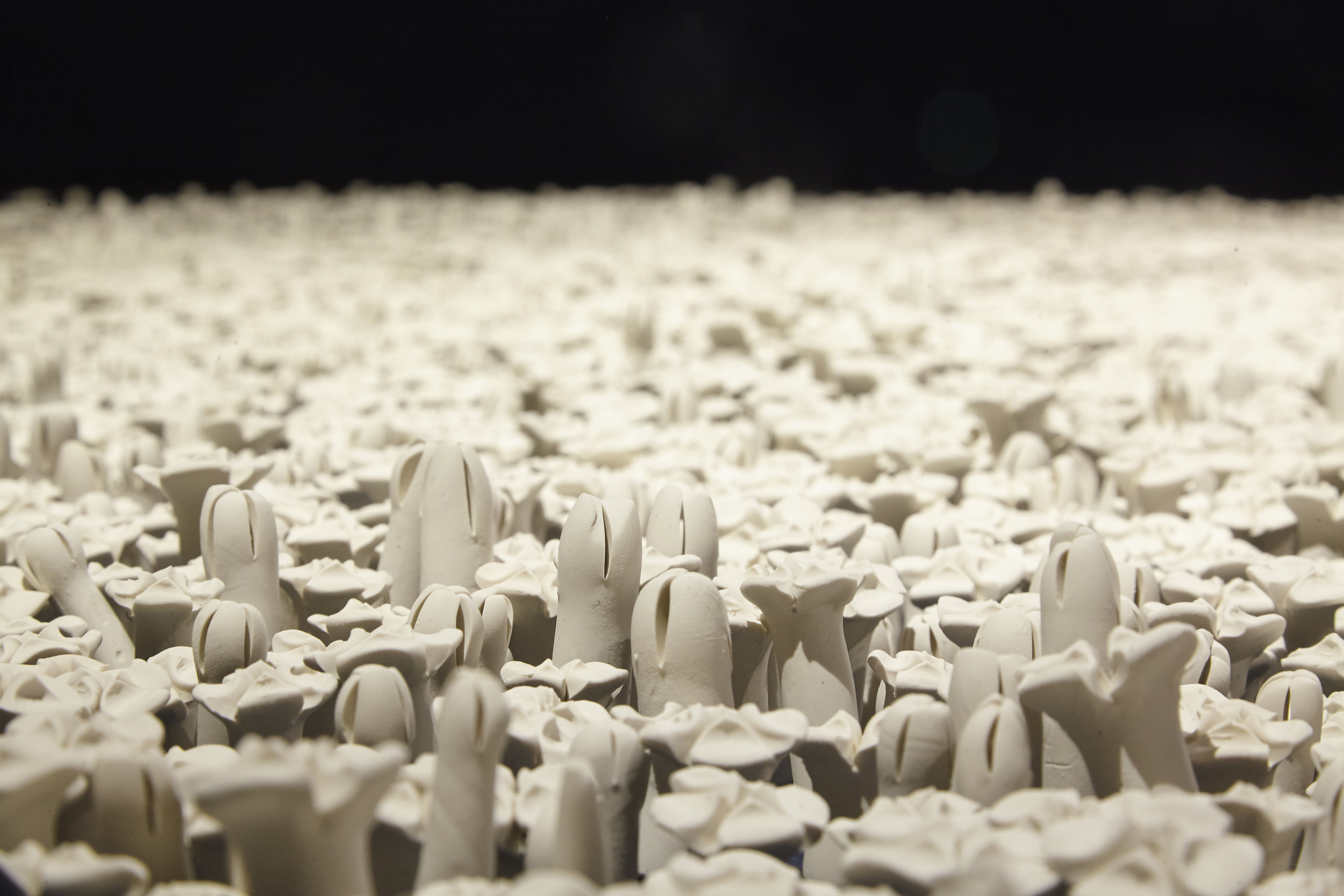    Out of the Blue Black (detail)   Polymer clay 13' Dia. 2018  Photograph by Luke Walter Photography 