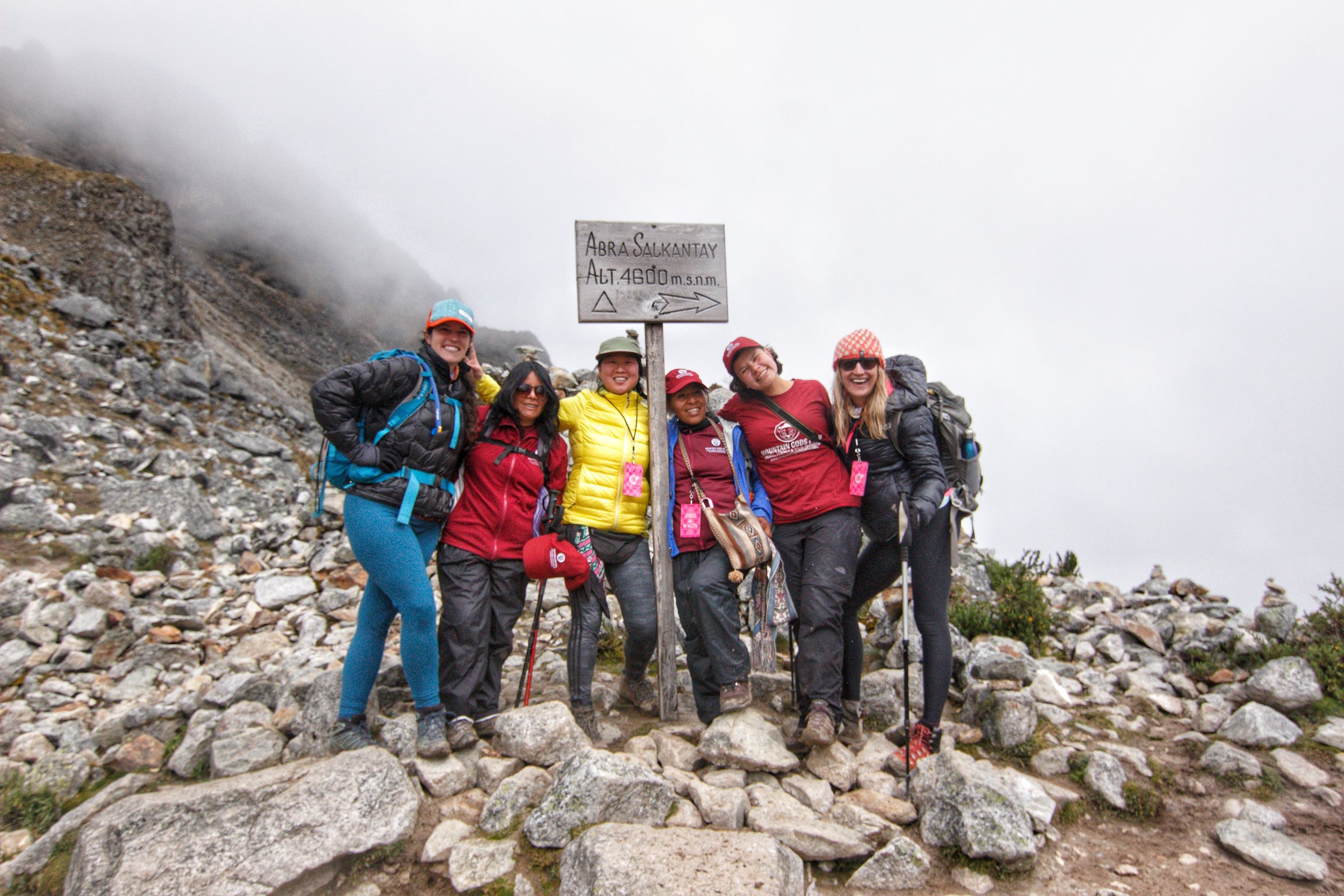 WHOA & Mountain Gods Peru family photo at Salkantay Pass. So much team love!
