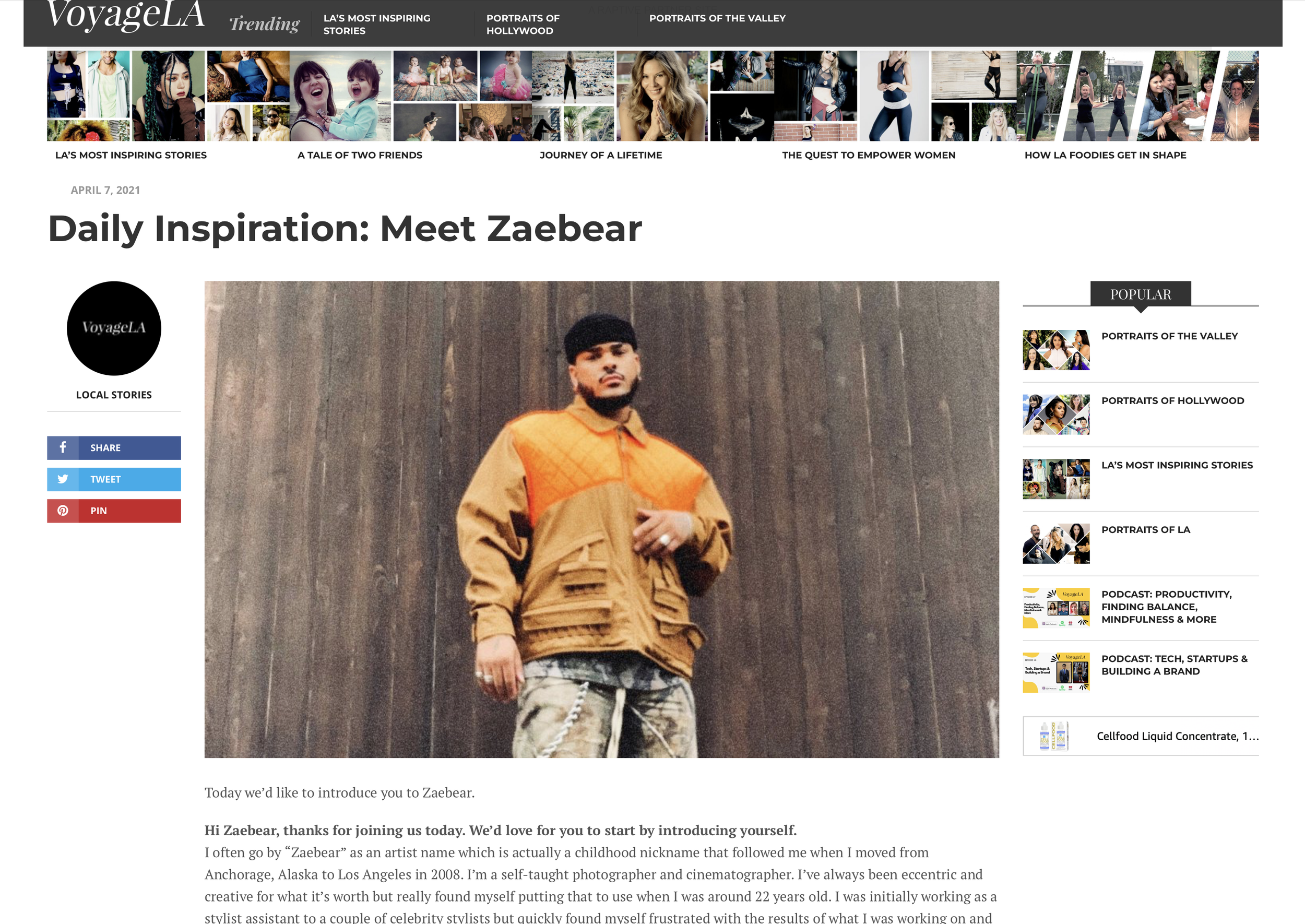 VOYAGE LA DAILY INSPIRATION: ZAEBEAR