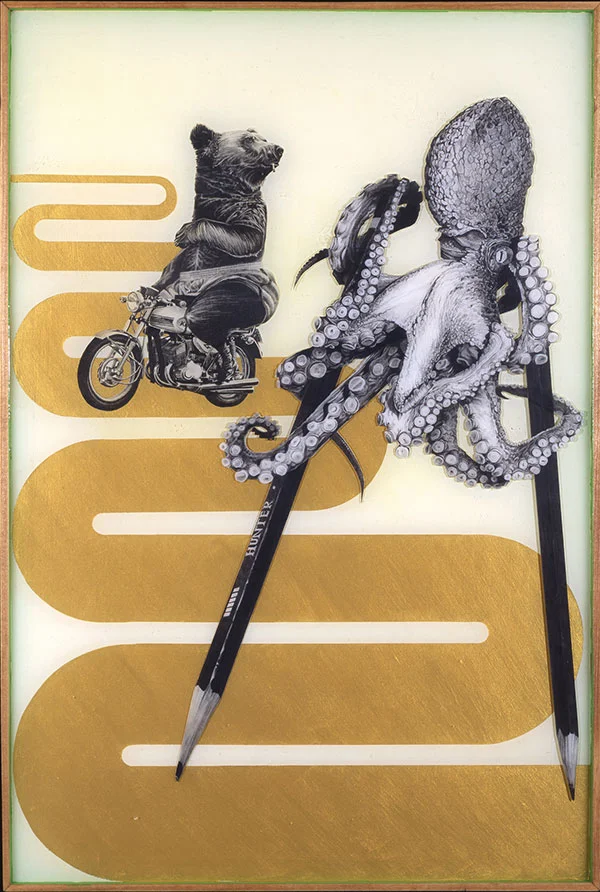 Pencil renderings and acrylic encased in resin