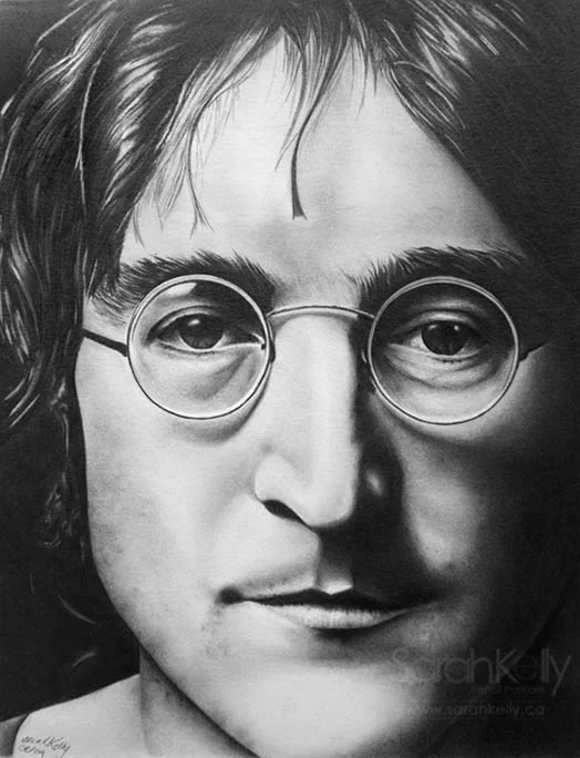 Realistic pencil drawing of John Lennon