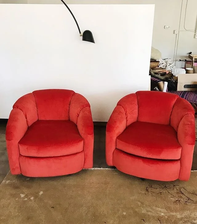 As with so many things in my life, I took two steps forward, and now, I am having to take a step back.

This Saturday I am opening up my studio to host a studio sale! Come shop my collection of home things and personal treasures from 9-noon, including these two velvet barrel chairs I had upholstered and barely used! More info to come.

Though I had hoped my first open studio event would be more of an opening party, a celebration mingle, or workshop, it’s going to be a liquidation sale. I’m kind of sad about it. It’s hard not to be bitter because this wasn’t my plan! But COVID 19 killed so many plans.

I struggle to share this but as a business owner, I hope I can help others by sharing my mistakes, although I’m not sure how I could have foreseen COVID happening. 😬 I had two months of reserves on hand thinking that would be enough for any hard times to come, but it wasn’t. I’m not able to afford my studio rental right now, and I’m not able to get out of my lease, so I’ve decided to liquidate everything I have that I bought for staging / decorating my studio over the past four years to help pay the last couple months of my rent.

So this feels a little like failure. But it also feels like learning.🥰 I am at peace knowing I’ve learned a good lesson, I’m thankful for my time in this studio, and I’m nervous and excited to see what’s next for Paro Home. 🖤 Come party with me on Saturday and give my studio a nice little hi/bye. And wear a frickin mask.