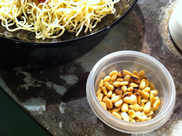Toasted pine nuts.