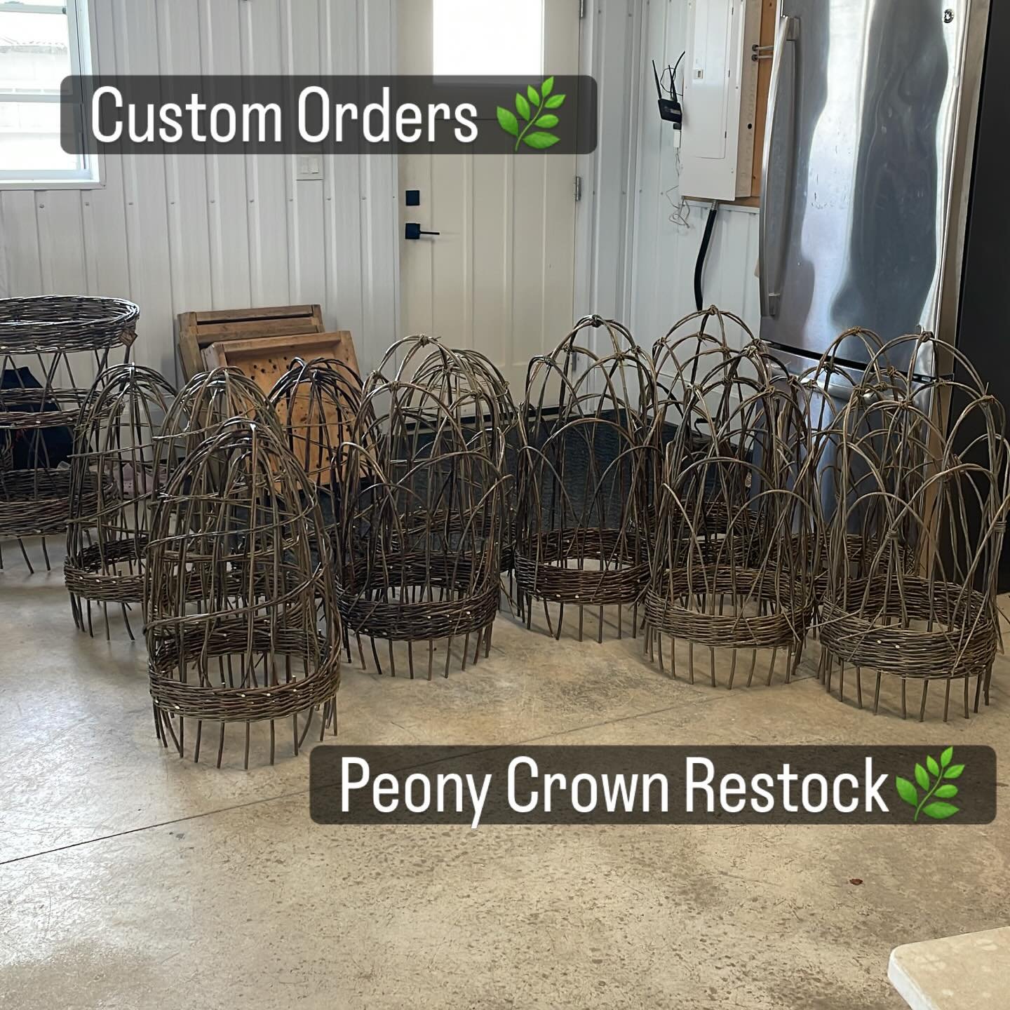 Some of my favorite workdays are the ones where I get to weave! Custom order of Cloche&rsquo;s complete, a mini restock on peony crowns (with some sold already!) complete! Next on to a a commission basket! What&rsquo;s that they say about variety?! #