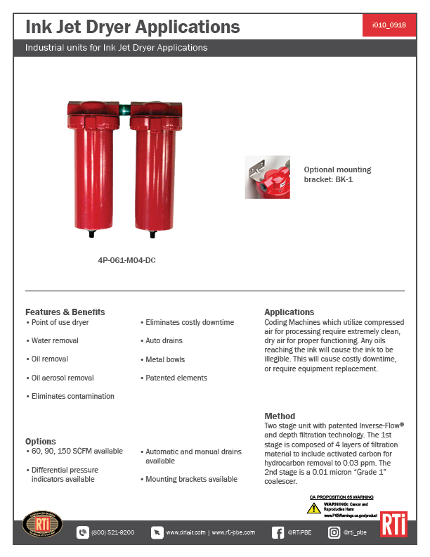 i010 Ink Jet Dryer Applications