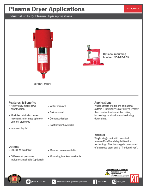 i016 Plasma Dryer Applications