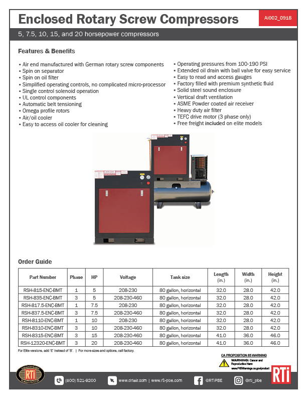 Ai002 Enclosed Rotary Screw Compressors