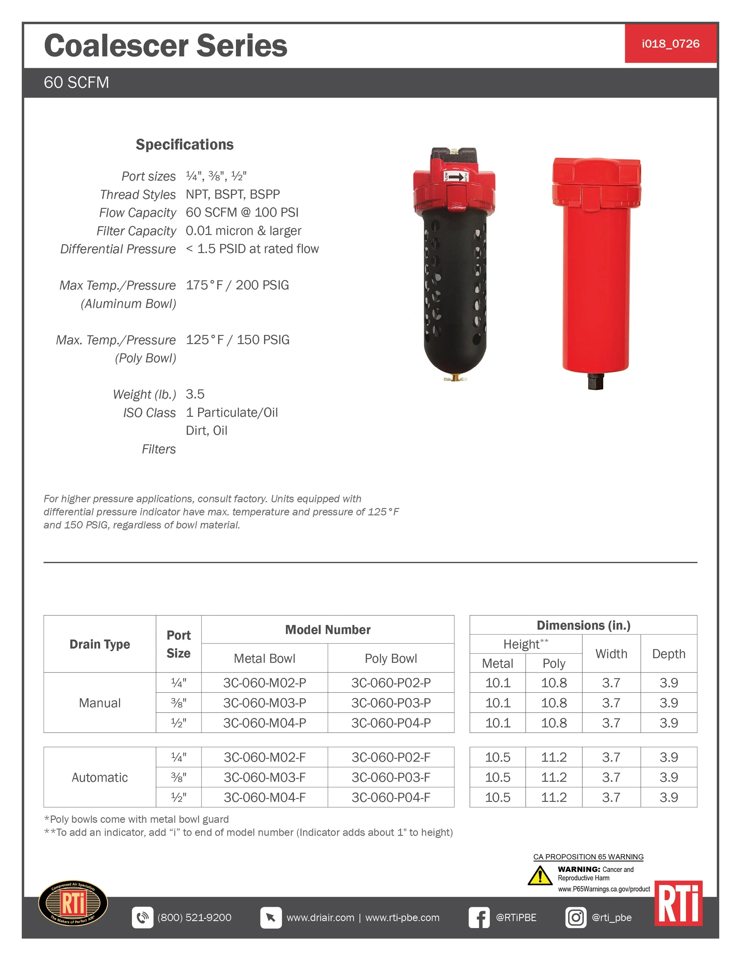 i018 Coalescer 60 SCFM