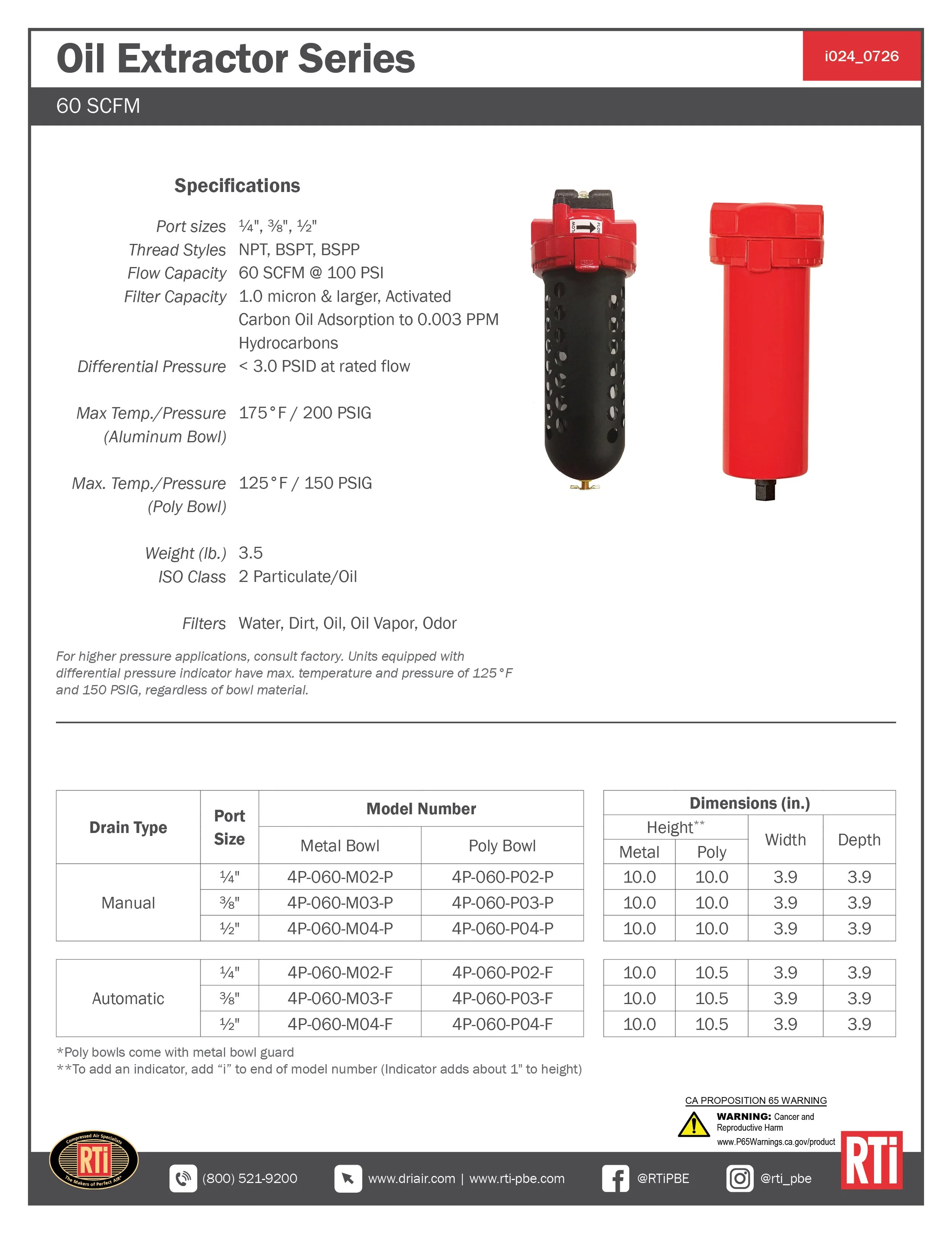 i024 Oil Extractor 60 SCFM