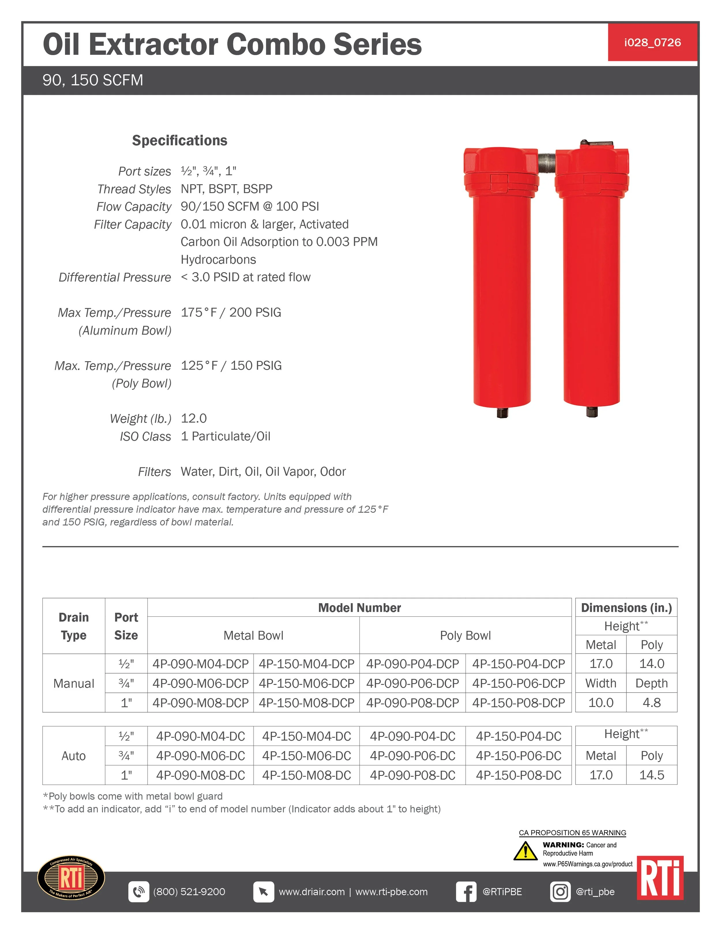 i028 Oil Extractor Combo 90-150 SCFM
