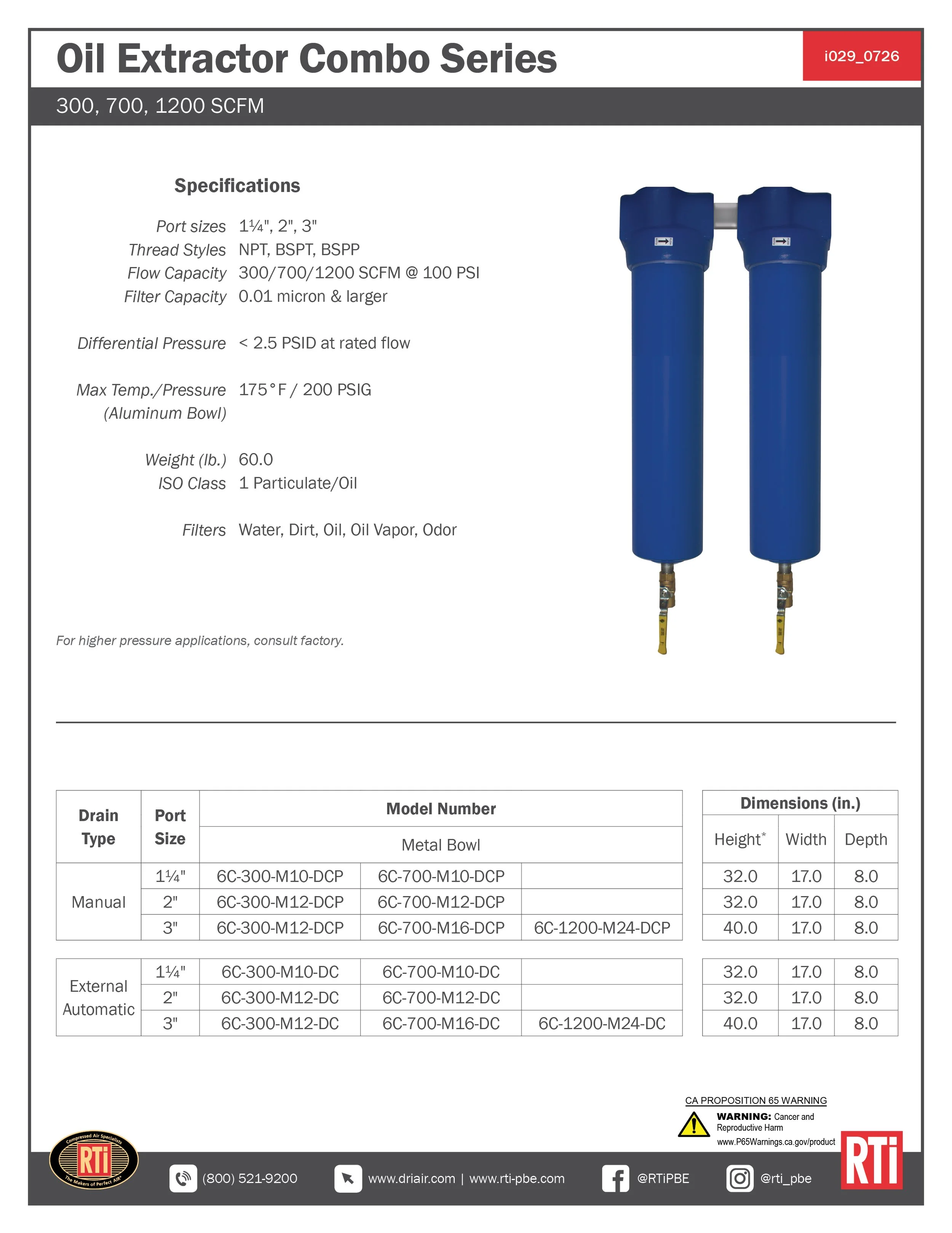i029 Oil Extractor Combo 300-700-1200 SCFM