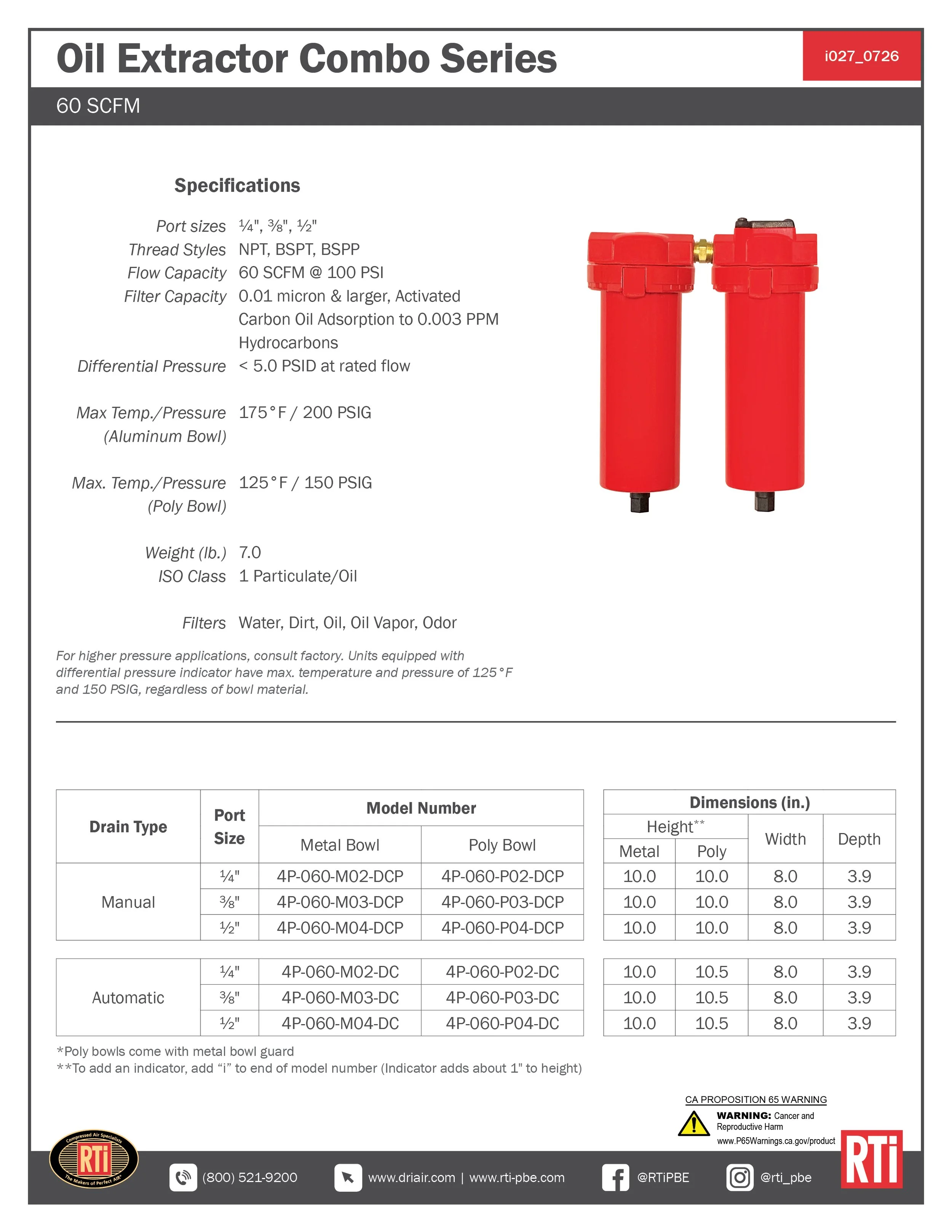i027 Oil Extractor Combo 60 SCFM