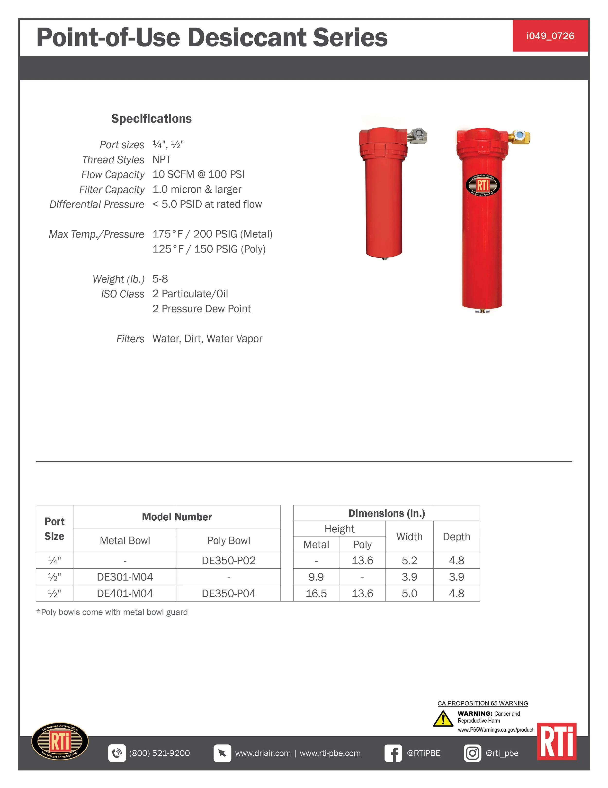 i049 Point-of-Use Desiccant Dryers