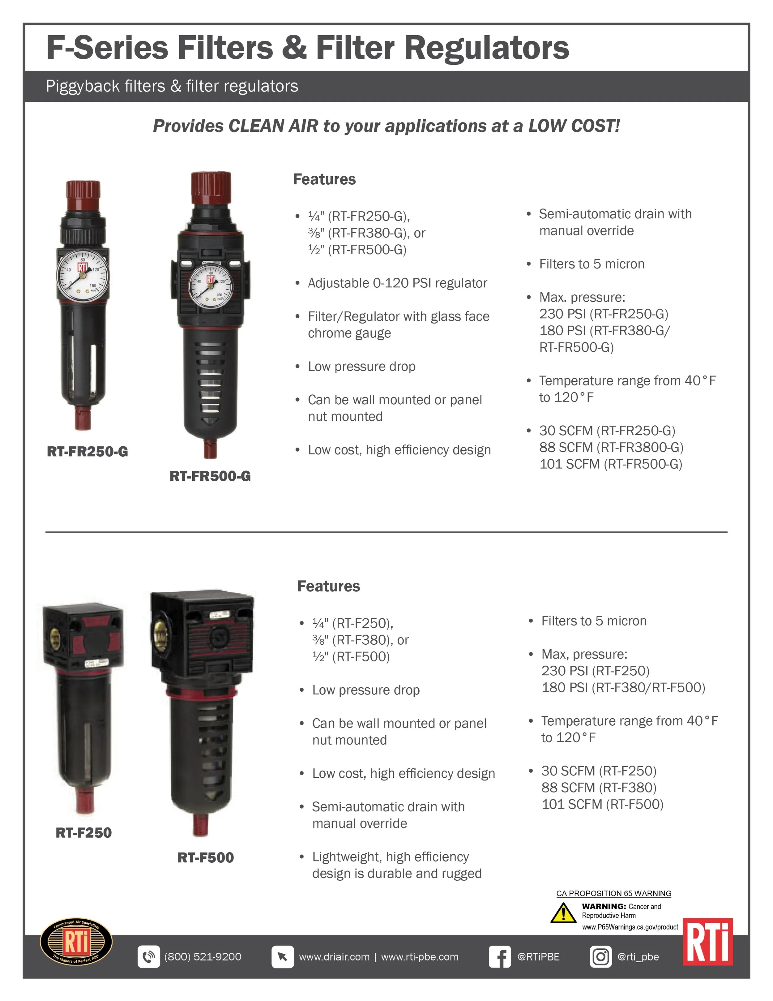 F Series Filters and Regulators