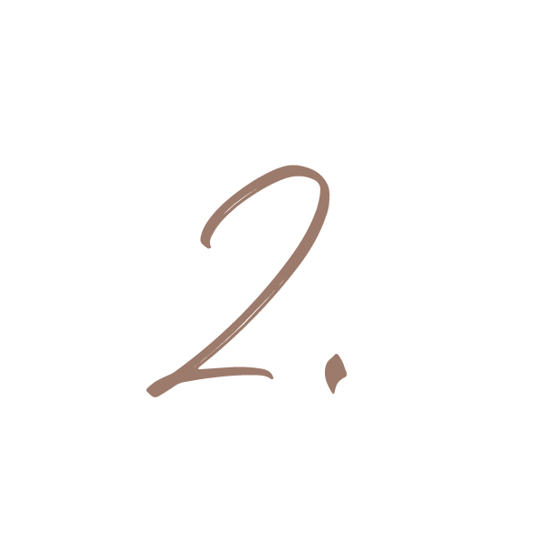 Handwritten script number two in warm neutral color, simple branding element