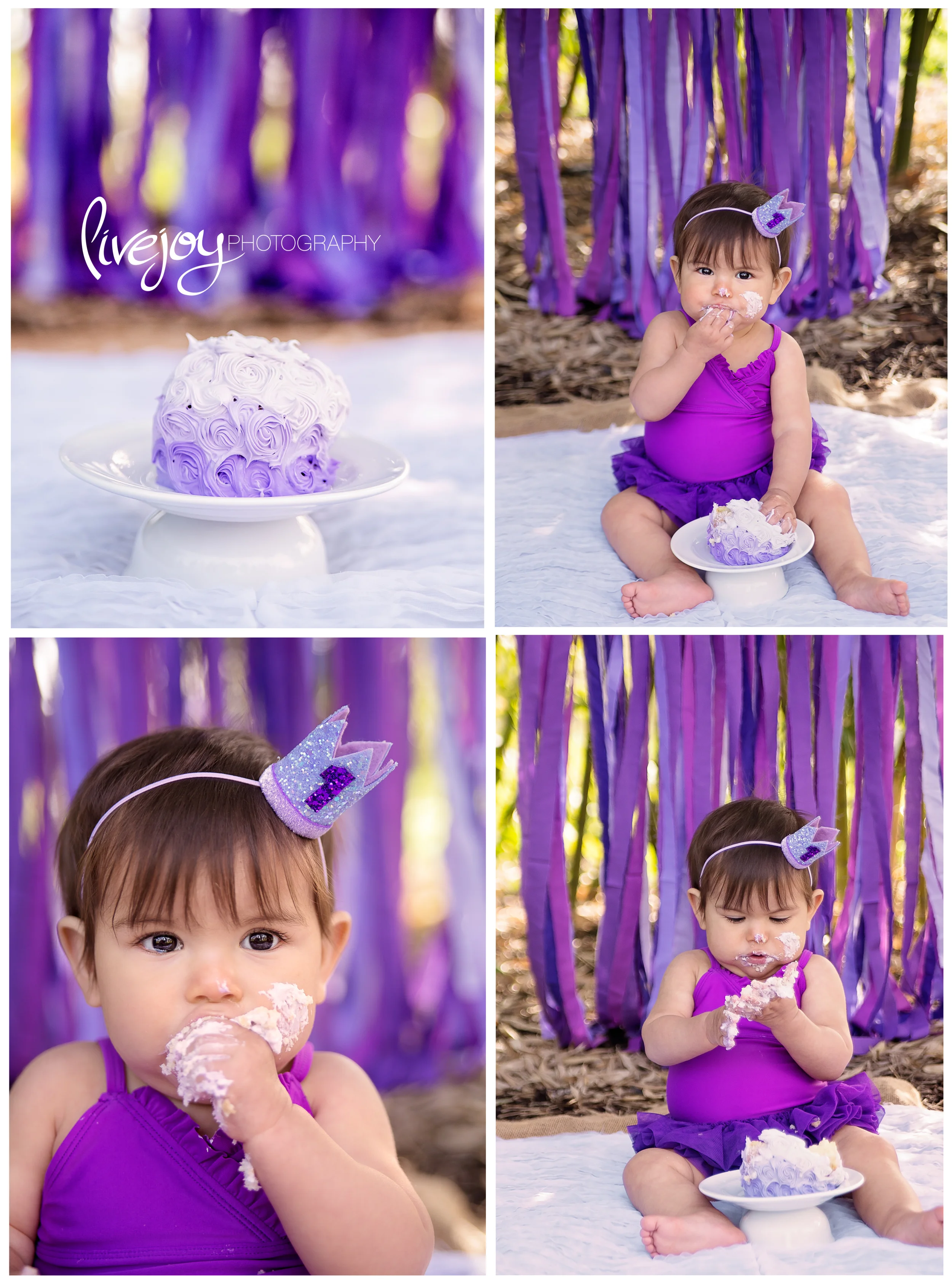 1 Year Cake Smash | Purple | Oregon | LiveJoy Photography