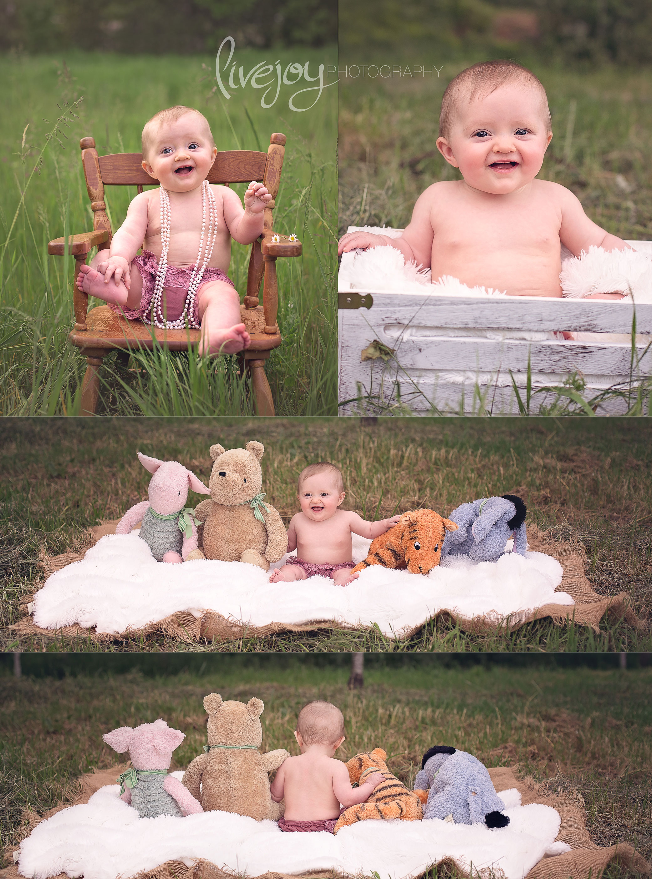 6 Month Baby Photos with Winnie the Pooh | Oregon | LiveJoy Photography