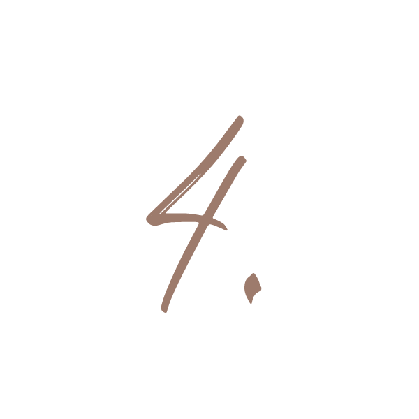 Handwritten script number four in warm neutral color, simple branding element