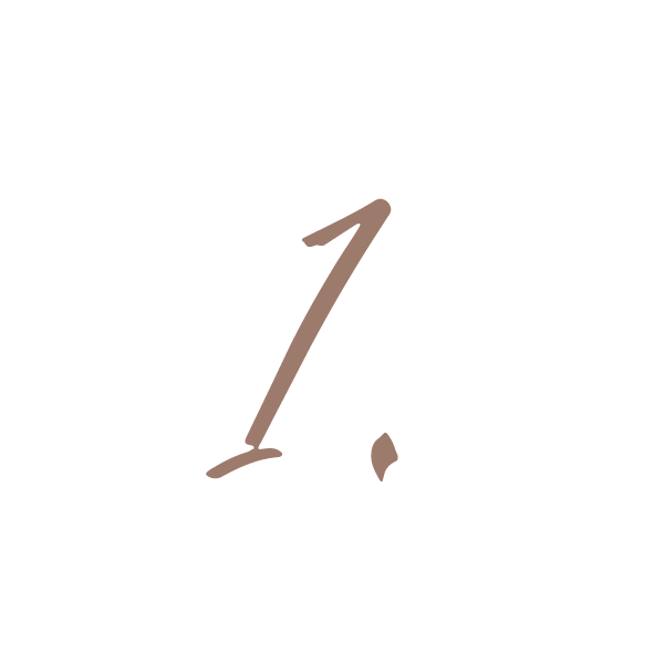Handwritten script number one in soft neutral tone, minimal design element