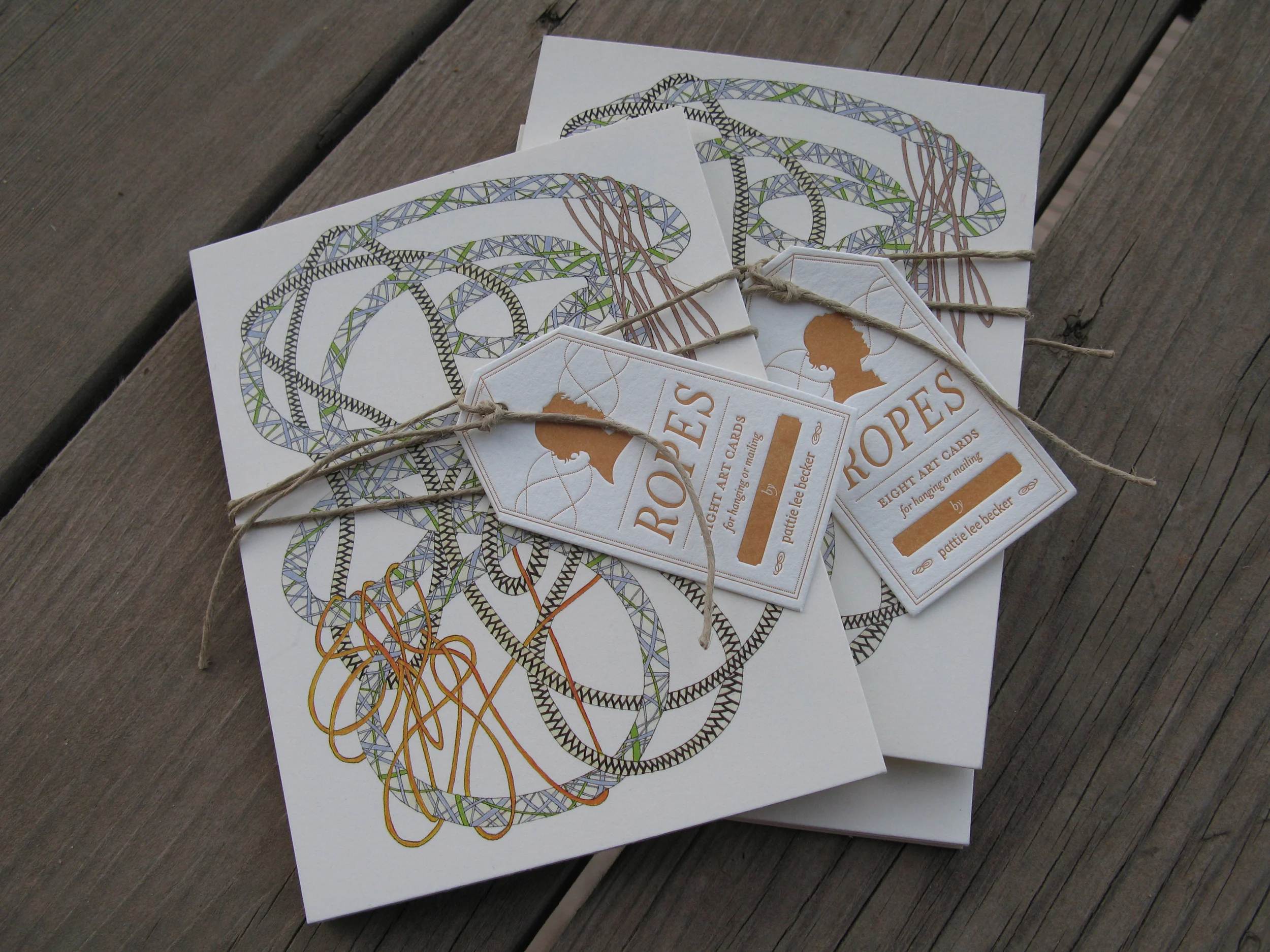 Pattie Lee Becker, Ropes, 8 Artcards for hanging and mailing, January 2010