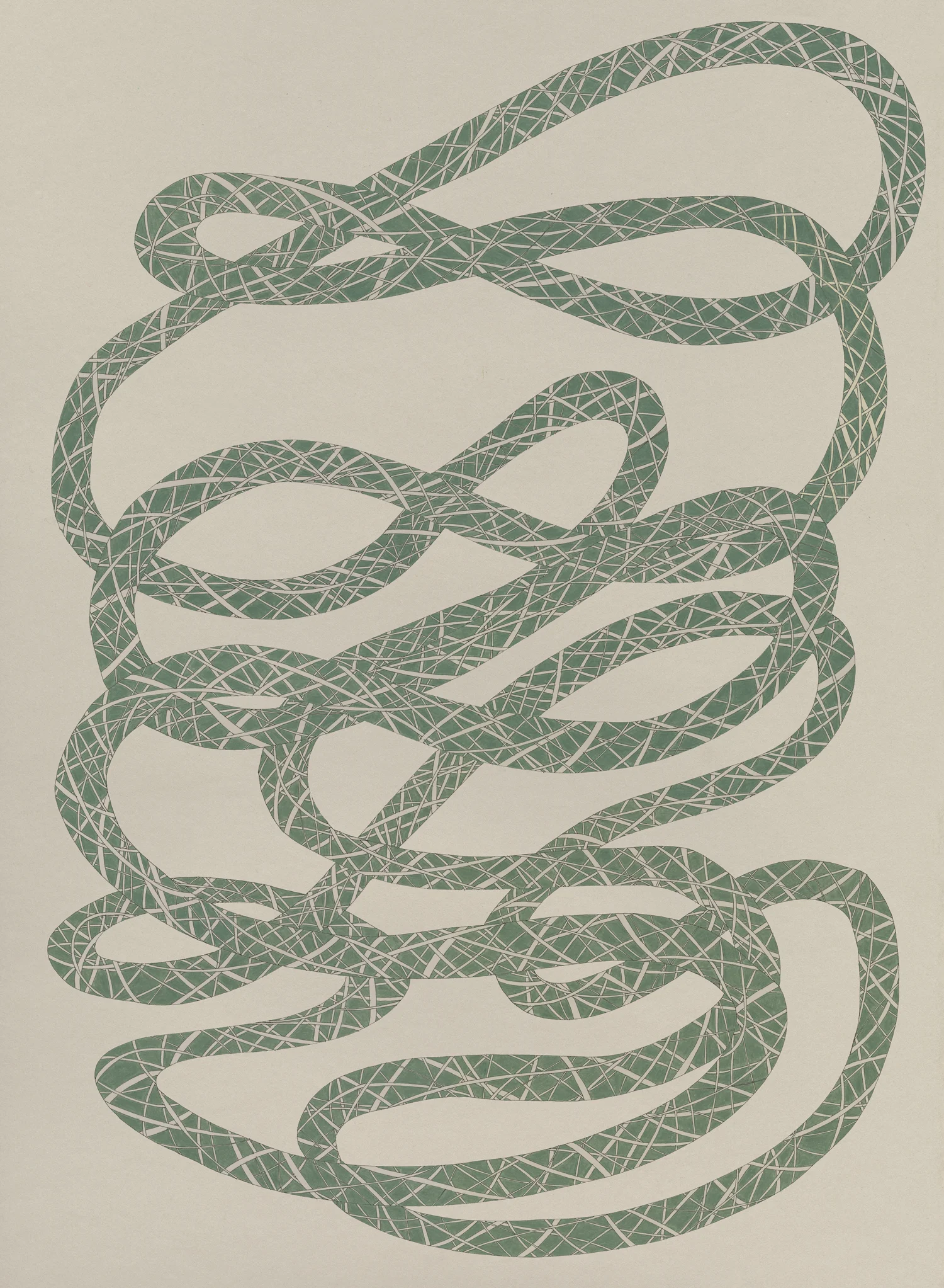 Rope in Green on Grey, ink and colored pencil, 22" x 30", 2009