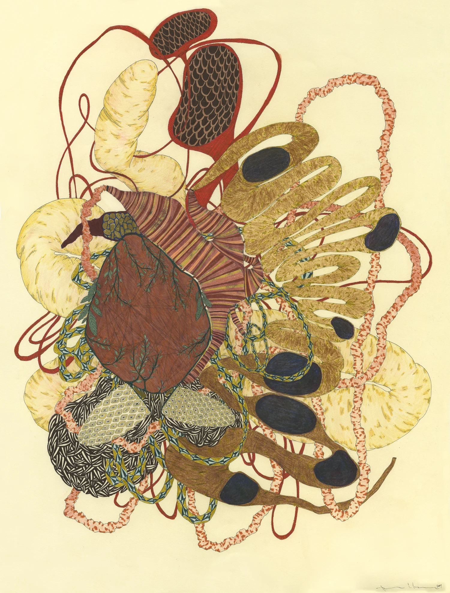 Between the Breathing and the Bones, ink and colored pencil, 20" x 26", 2009 