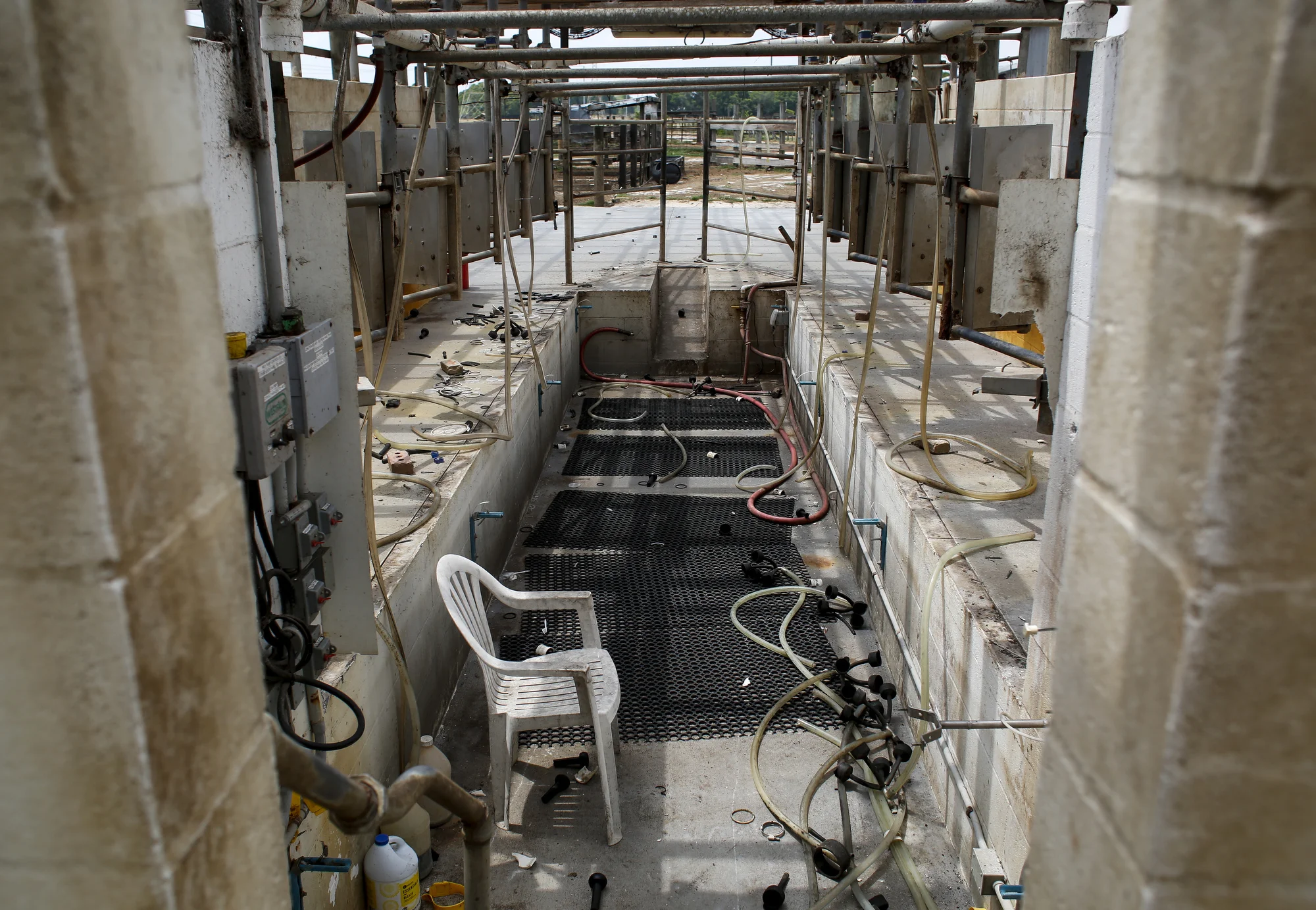 The old milking parlor at Tower Dairy in Tampa, after Jeff and Sammy Busciglio took the roof and salvaged other parts and pieces for use on their new farm in Georgia, photographed on April 17, 2017.