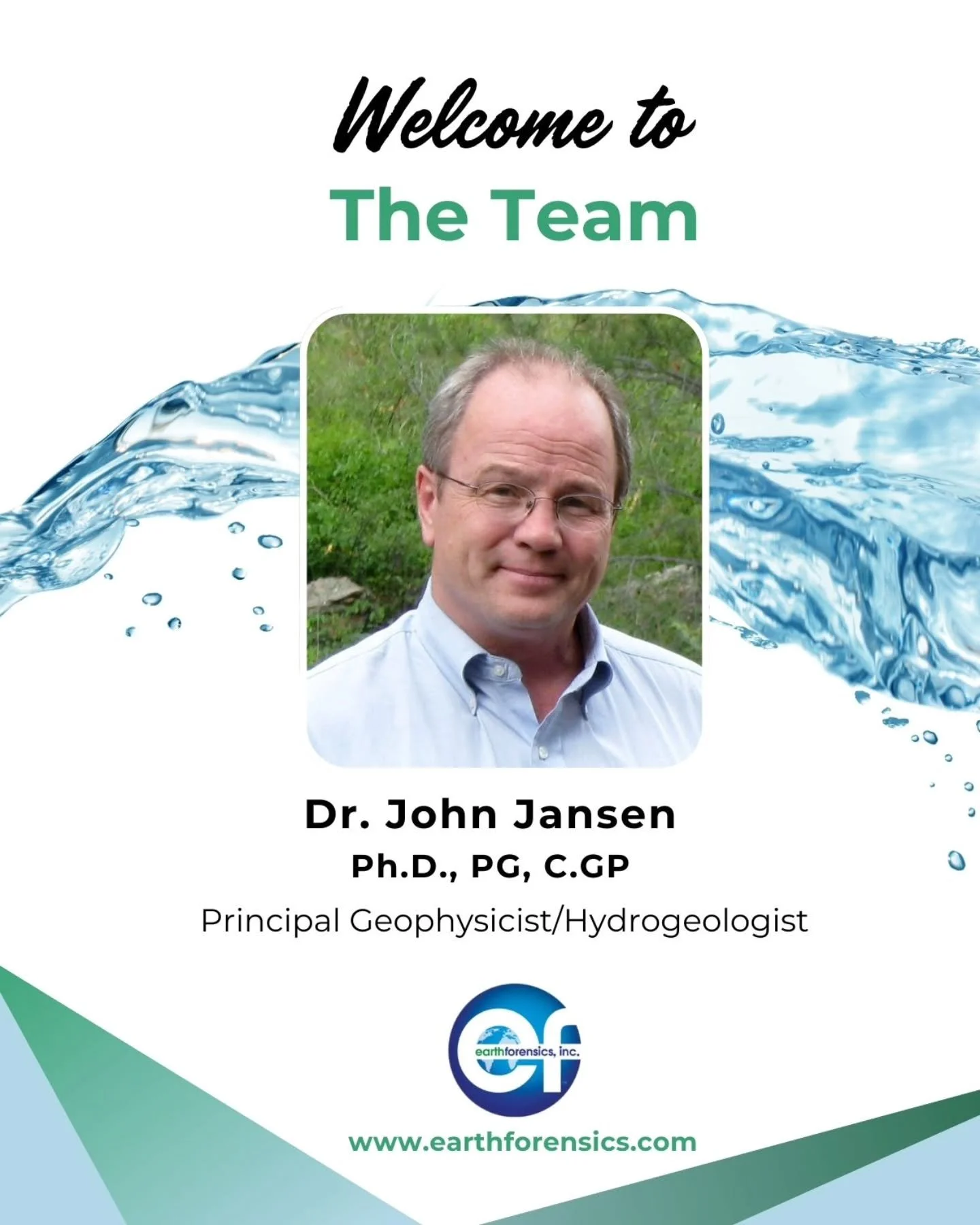 🌎We are excited to welcome Dr. John Jansen as our new Principal Geophysicist/Hydrogeologist Consultant.

With more than 40 years of experience in groundwater resource investigations, Dr. Jansen brings deep expertise in well siting and design, manage