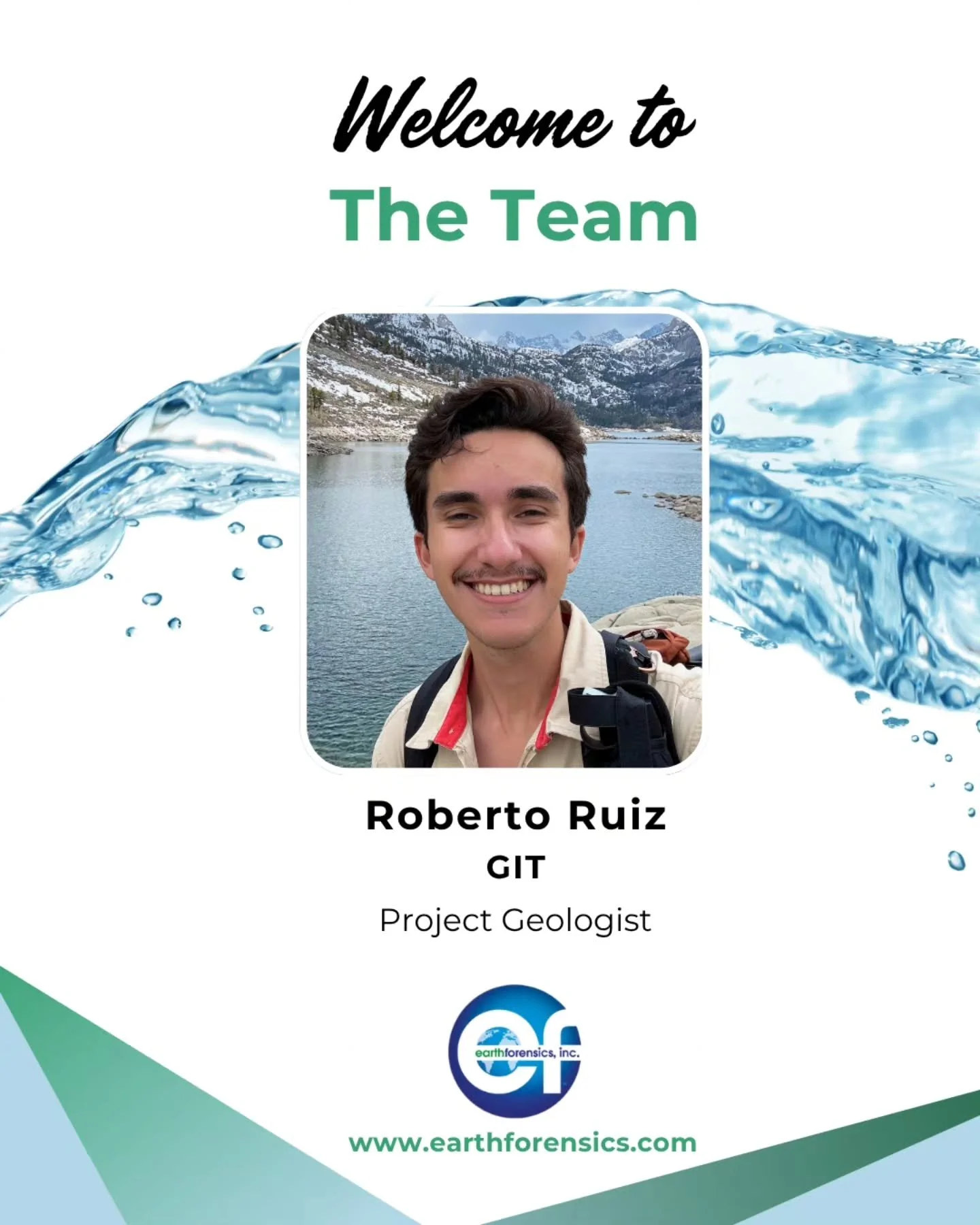 🌎We are excited to welcome Roberto Ruiz, GIT as a Project Geologist!

Mr. Ruiz has experience in environmental research, groundwater resources, groundwater modeling, GIS, and data analysis. His prior experience includes PFAS remediation pilot studie