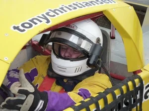 Tony getting ready to race at Baypark Speedway