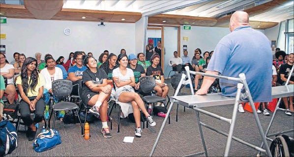 Inspiring others: Motivational speaker Tony Christiansen spoke to aspiring students and their mentors at AUT South campus. He brought the audience to tears as he shared how he lost his legs in a train accident at the age of nine.