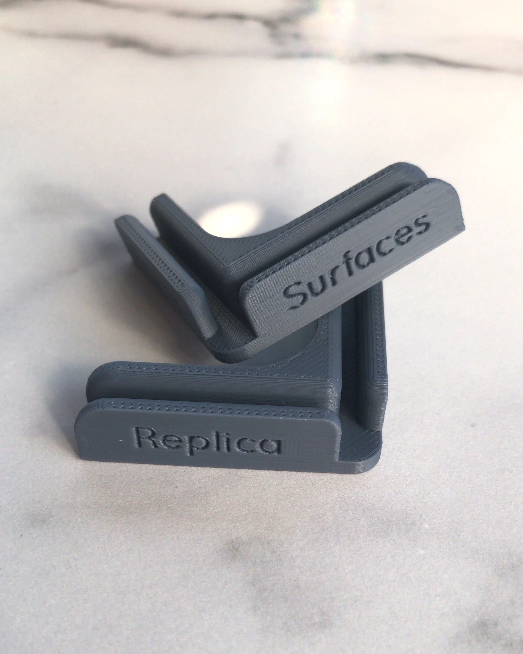 Replica Stands are for holding any two Replica Surfaces in an L-configuration