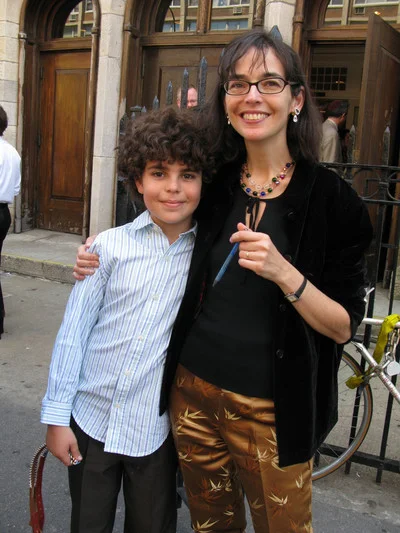 Lenore Skenazy and her son; photo by Amanda Gordon&nbsp;