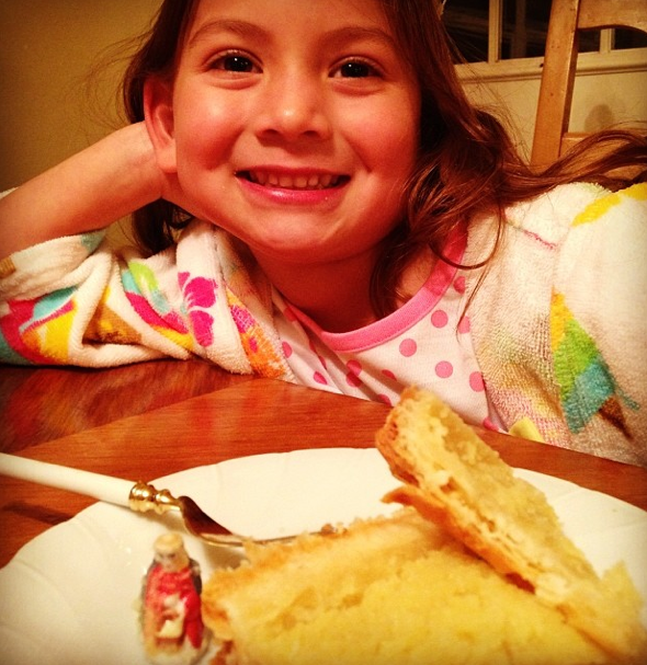 My daughter enjoying a galette des rois on Three Kings Day (via Instagram )