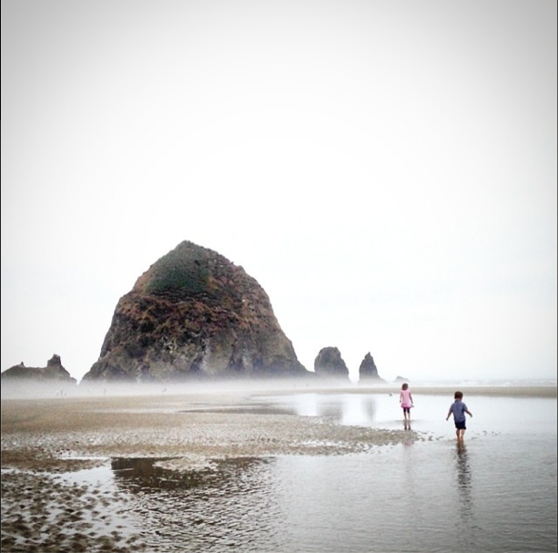 My children enjoying low tide at Haystack Rock in Cannon Beach, Oregon (from my Instagram account)