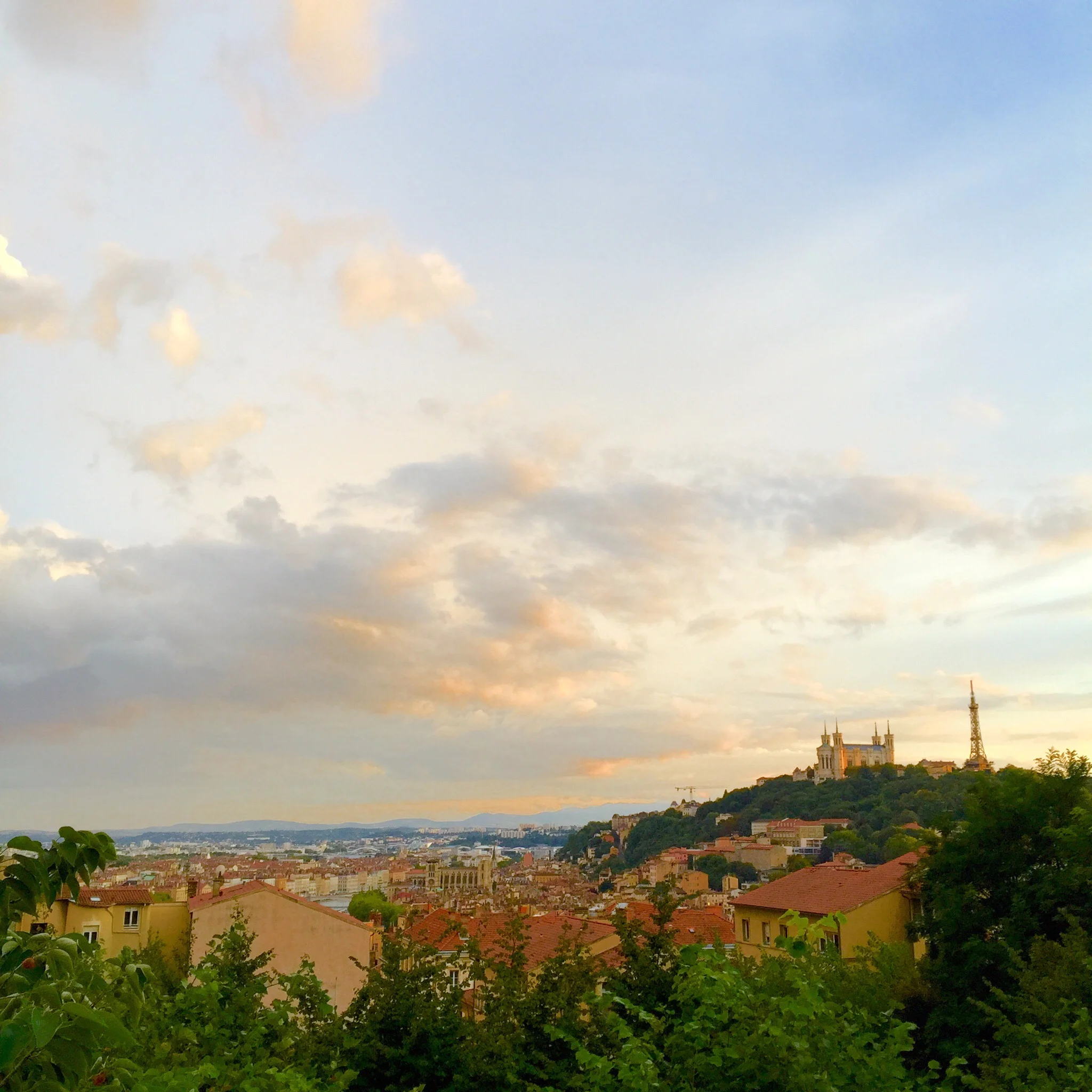 View of Lyon and Fourvière hill from Croix Rousse
