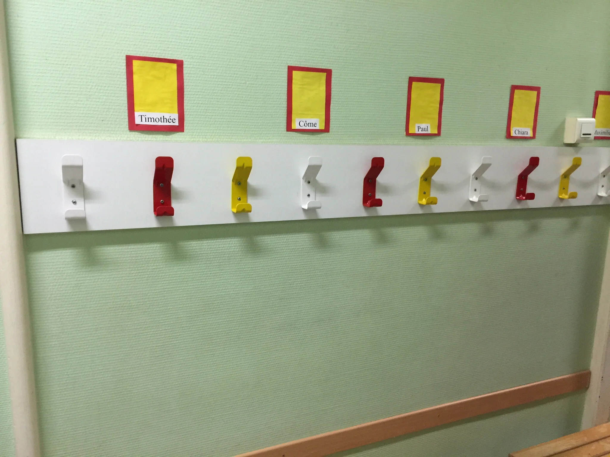 A French coatrack in an école maternelle