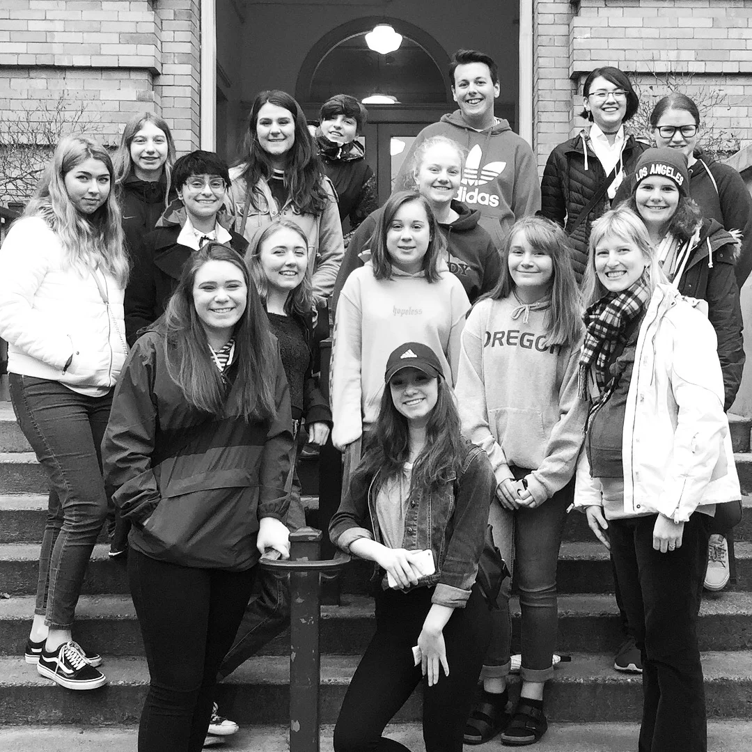 With a few students outside the Alliance Française de Seattle