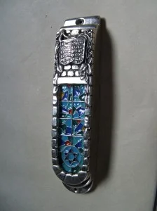 Sterling Enamel Mezuzah