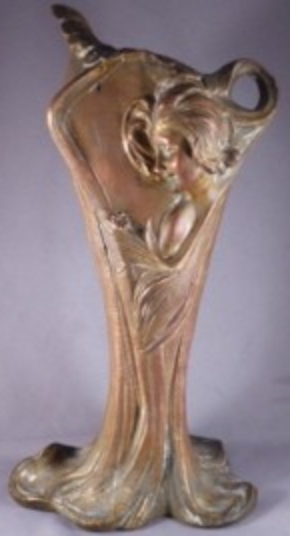 Art Nouveau White Metal Vase
