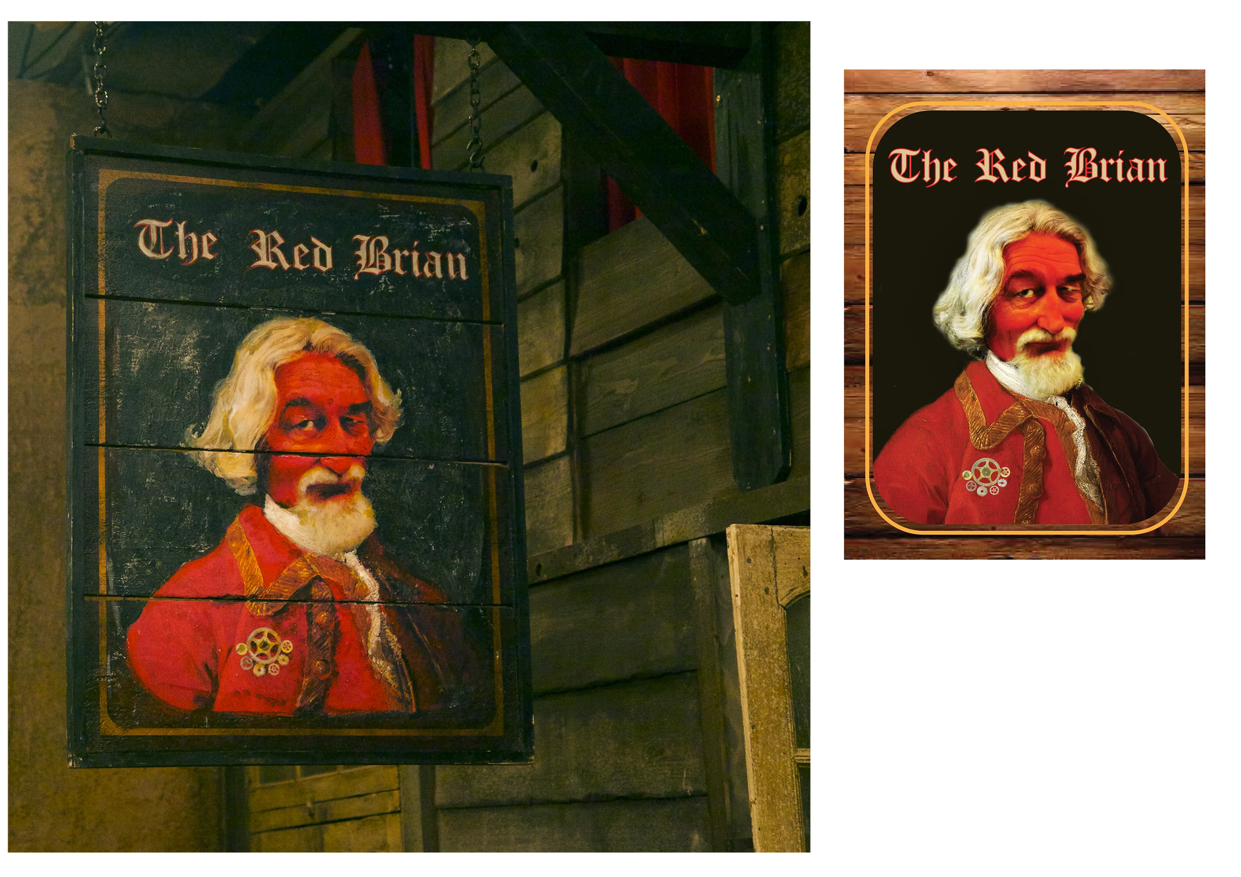 The Red Brian tavern sign. Photoshop then painted