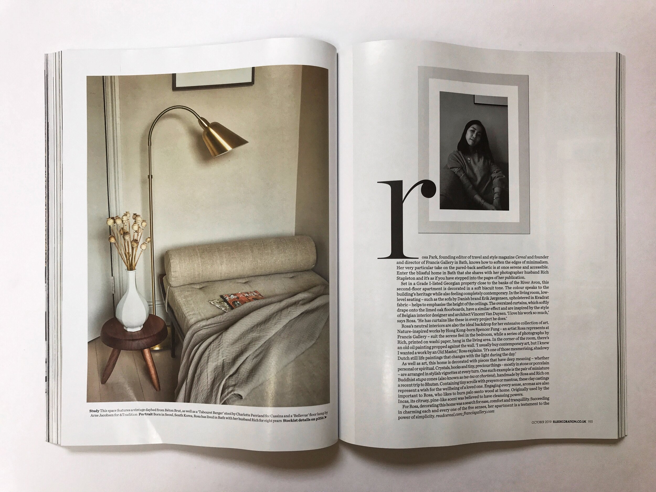 A vintage day bed from Breton Brut takes pride of place, alongside a 'Bellevue' floor lamp by Arne Jacobsen for &amp;Tradition