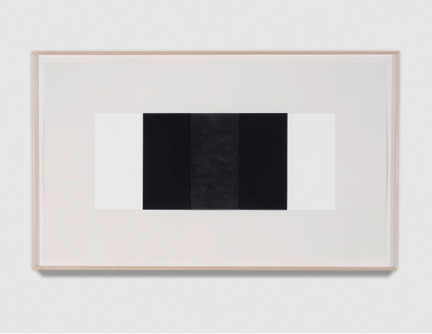 Mary Corse Untitled (Black vertical Band/Black outer Bands) 2001 Glass Microspheres in Acrylic on Paper 22 ¾” x 38”